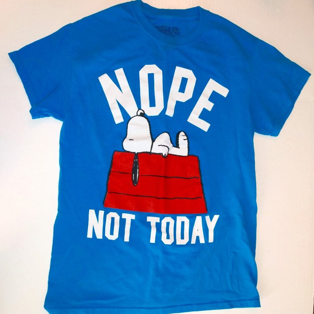 Peanuts Men's T Shirt Snoopy Nope Not Today Graphic Tee Size S